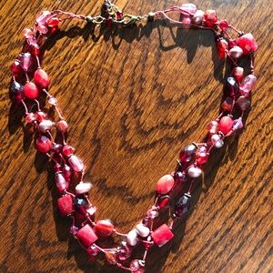 Reds and pinks beaded necklace from Talbots